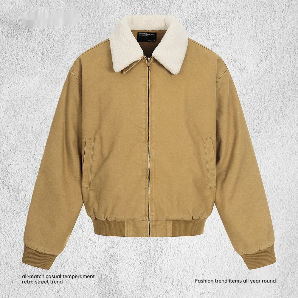 Men's Winter Jacket Fleece Lined – Contrast Design with Fur Collar