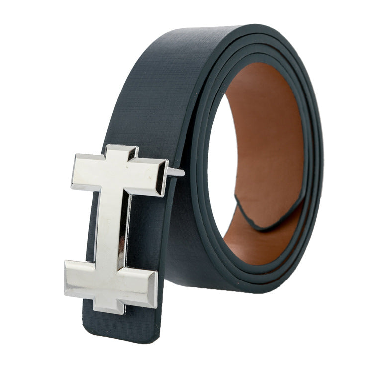 Designer Belt Men PU Leather H Buckle Elegant Jeans Business