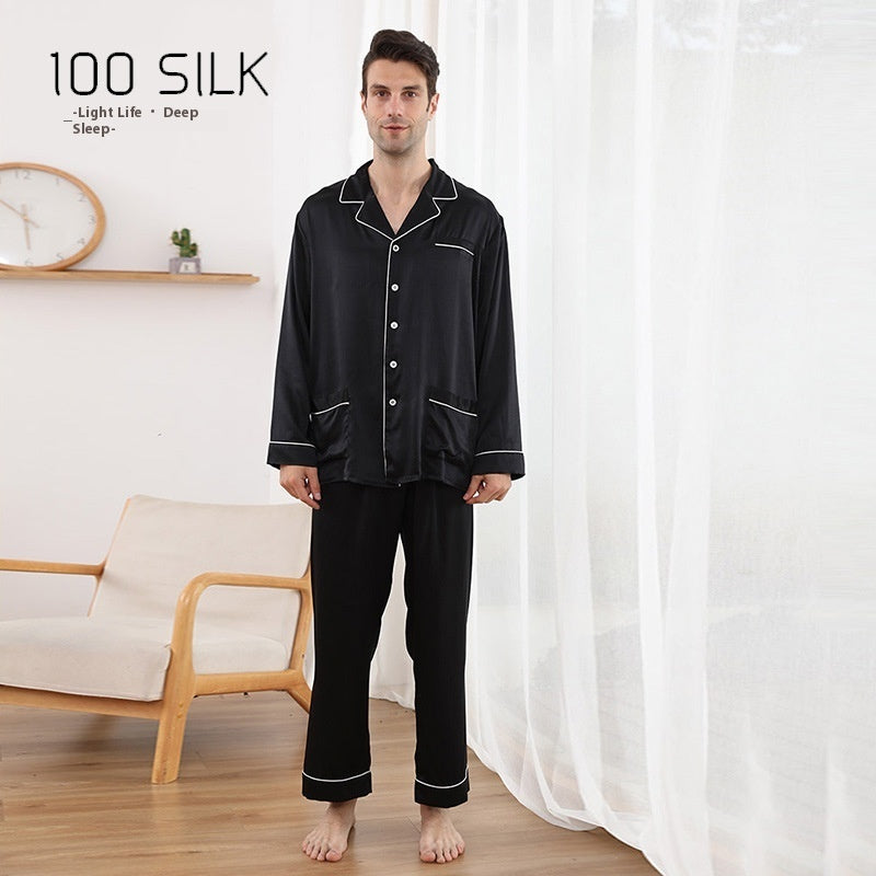 Men's Mulberry Silk Pajamas – Luxury Silk Nightwear with Lapel