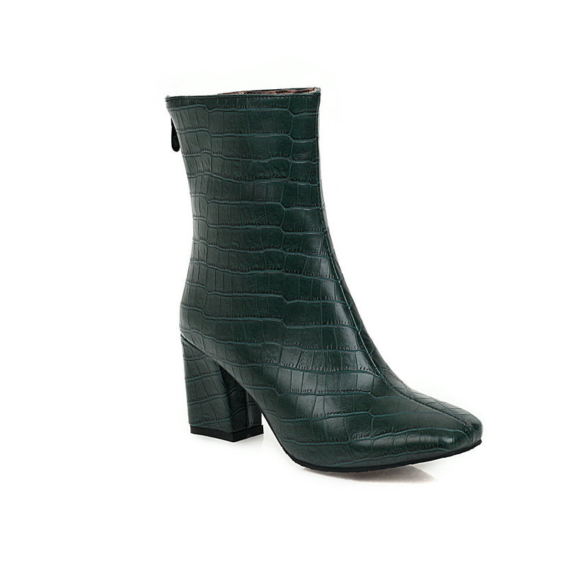Damen Stretch Boots | Elegante Square Toe Stiefeletten