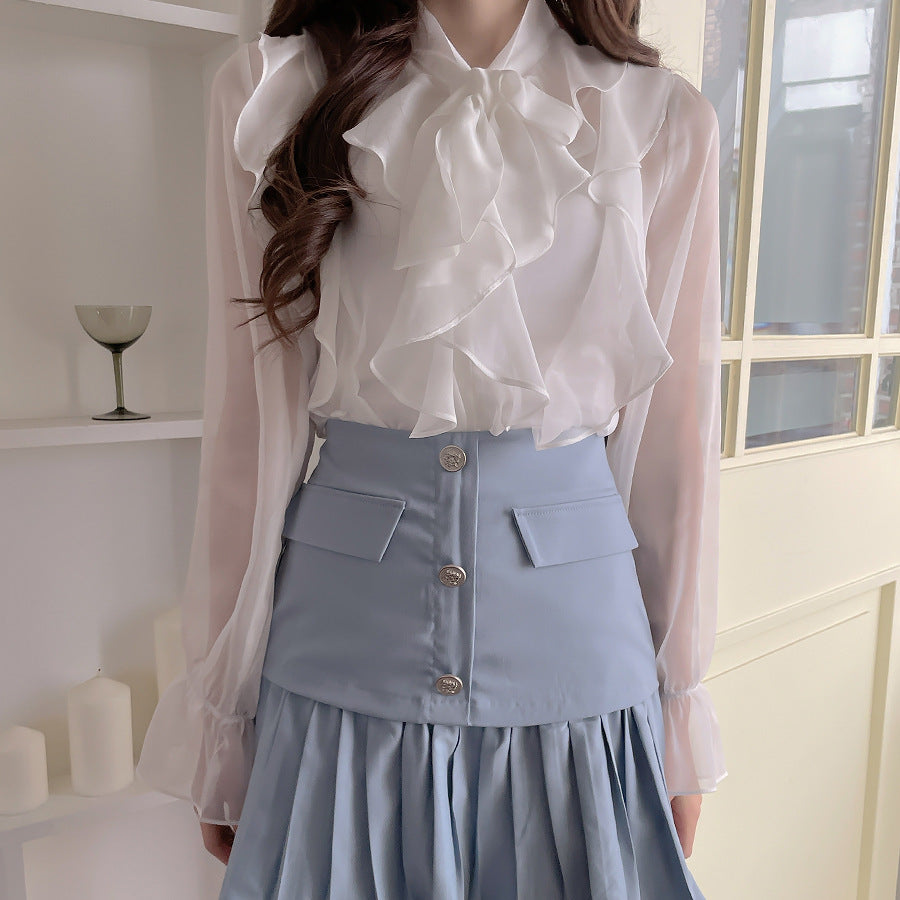 Elegant Women's Chiffon Blouse – Transparent, Loose & Timelessly Stylish