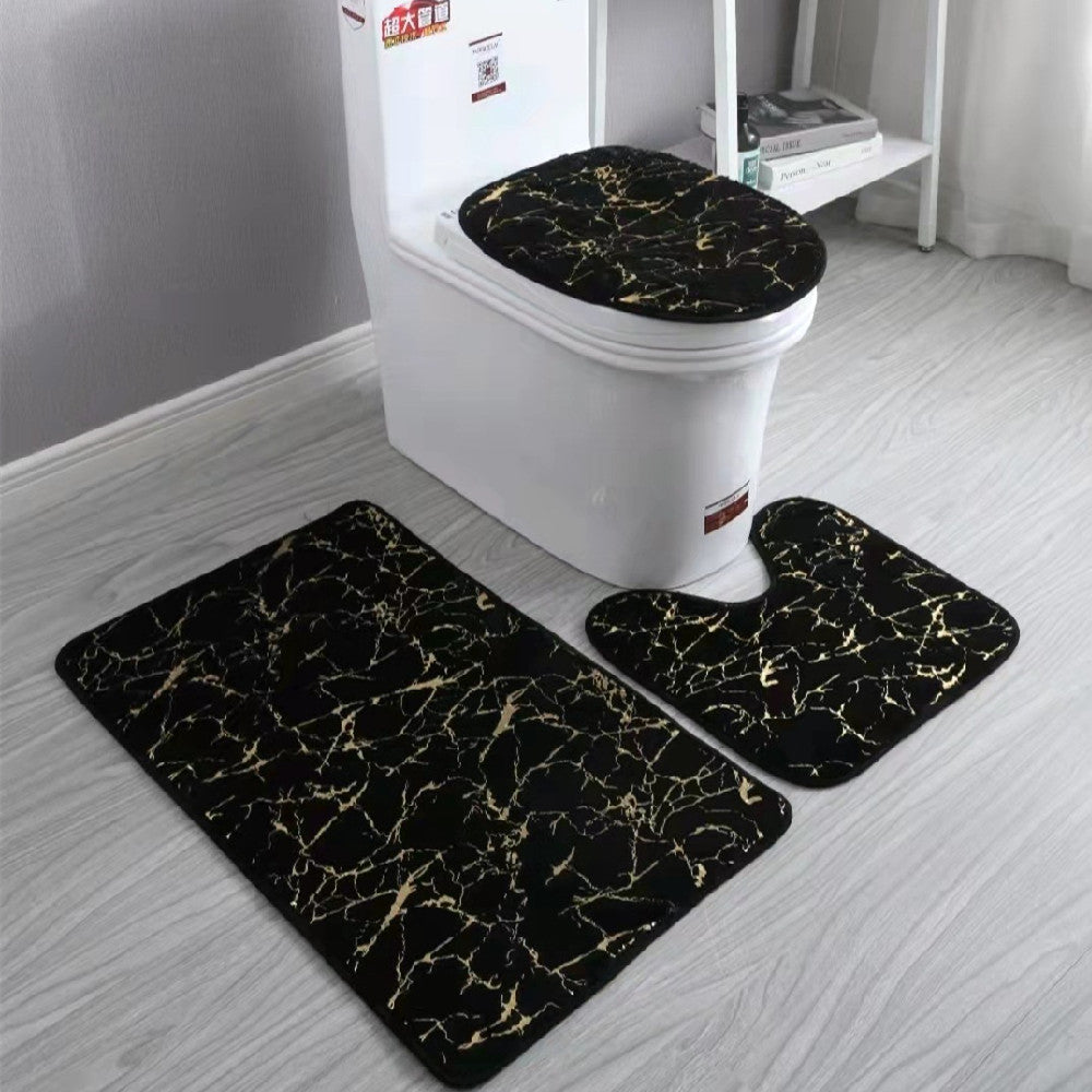 3 teiliges Badmatten Set | WC Garnitur rutschfest saugfähig
