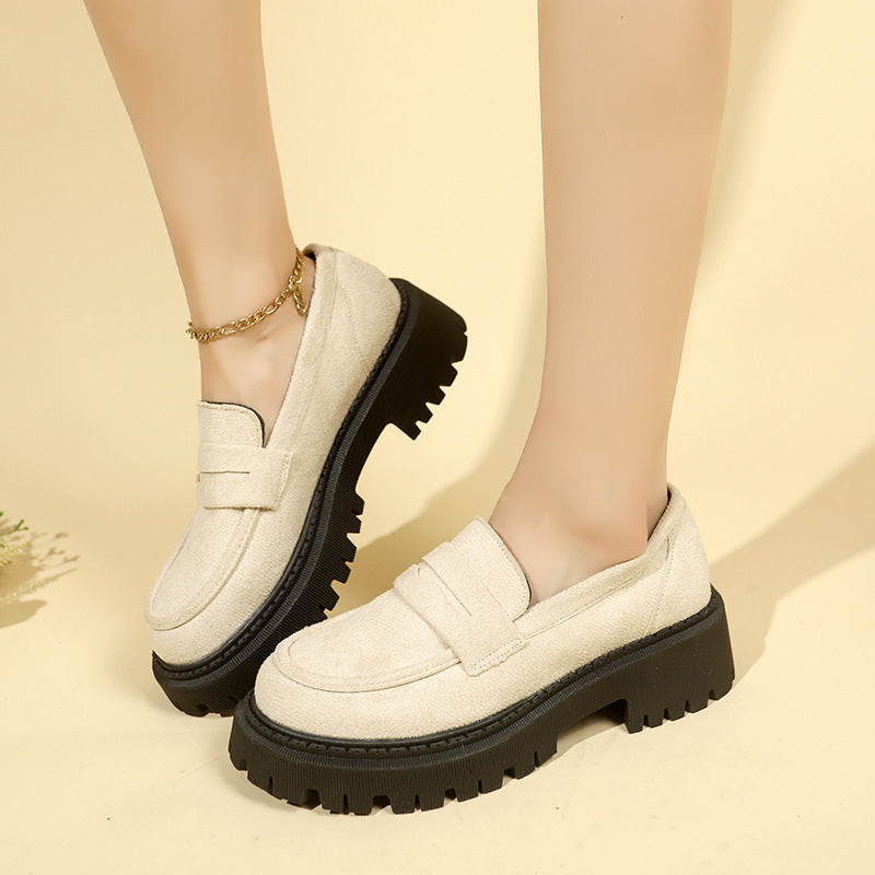 Women's Leather Platform Loafers | British Style Slip-On Elegant