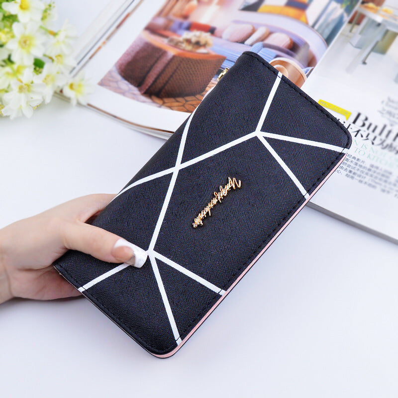 Women's Geometric Long Wallet | Large Fashion Zip Purse