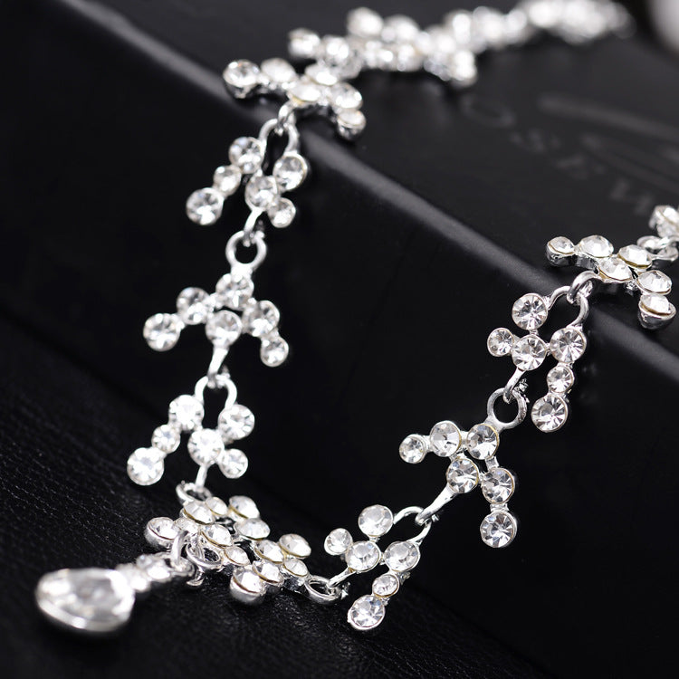 Elegant Teardrop Zirconia Bridal Jewelry Set in Korean Design – Necklace & Earrings