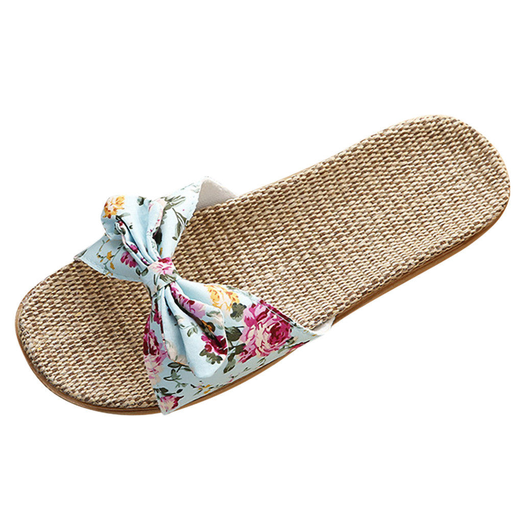 Women's Linen Slippers | Elegant Loafers with Bow