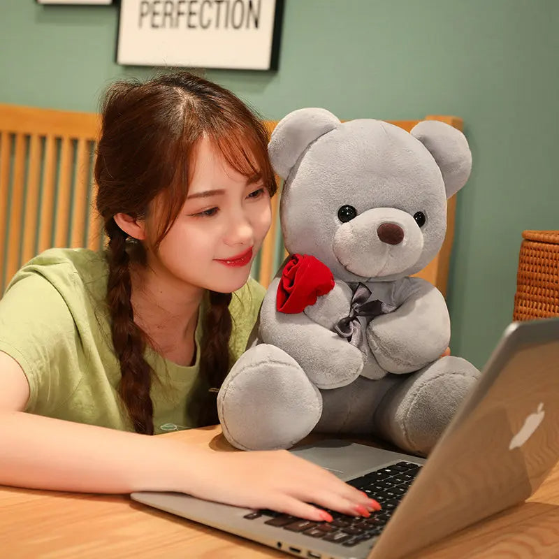 Teddy Bear with Roses | Plush Gift Valentine's Day Cushion