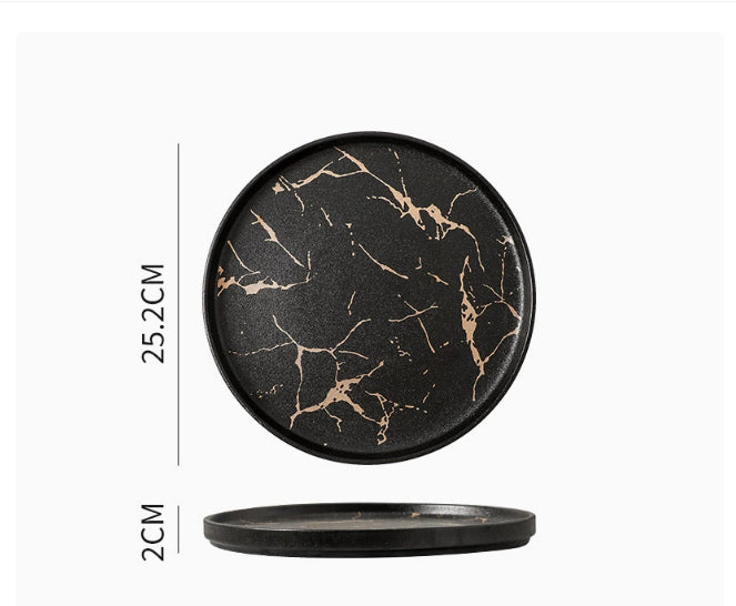 Keramik Teller Marmor | Nordisches Design Geschirr modern elegant
