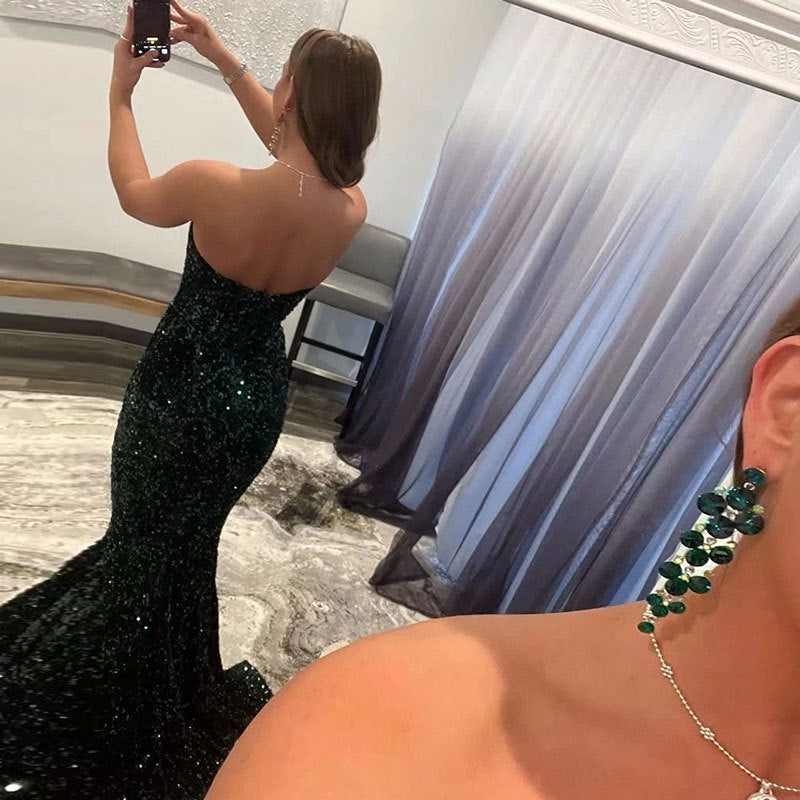 Elegant Sequin Evening Gown – Glamorous Maxi Ball Gown for Special Occasions
