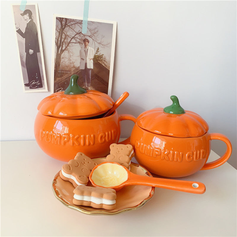 Ceramic Pumpkin Mug Set – Breakfast Mugs for Couples