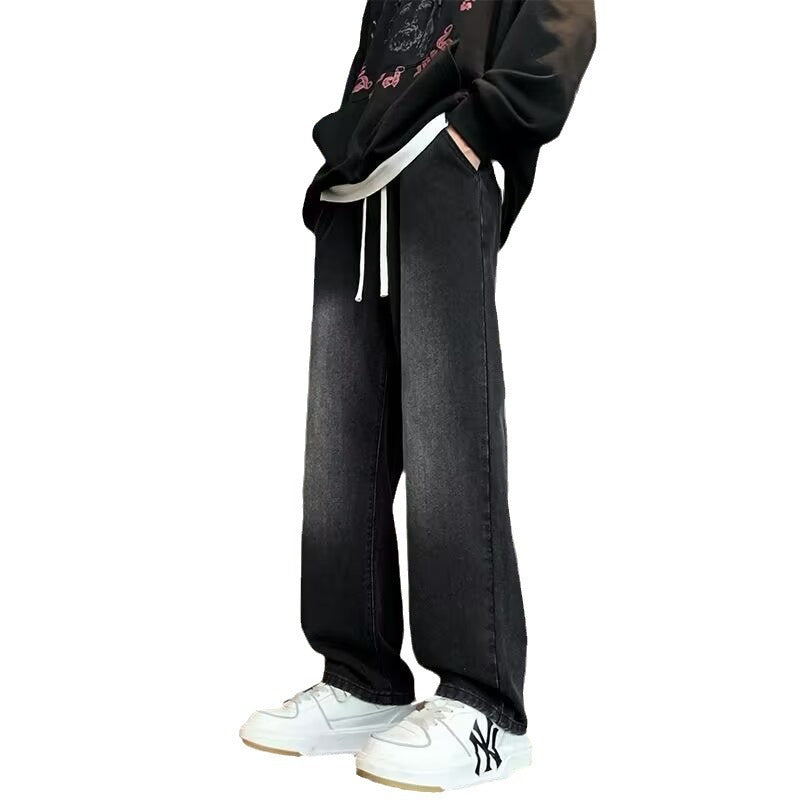 Herren Jeans Japan Style – Kordelzug Elastikbund Denim Hose