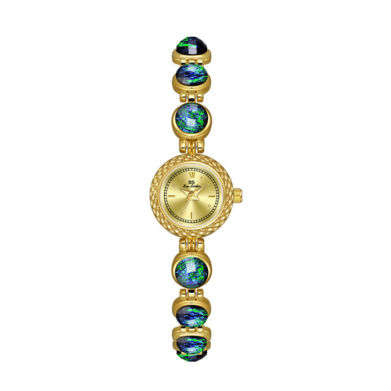 National Style Mid-ancient Light Luxury Malachit Bracelet Watch