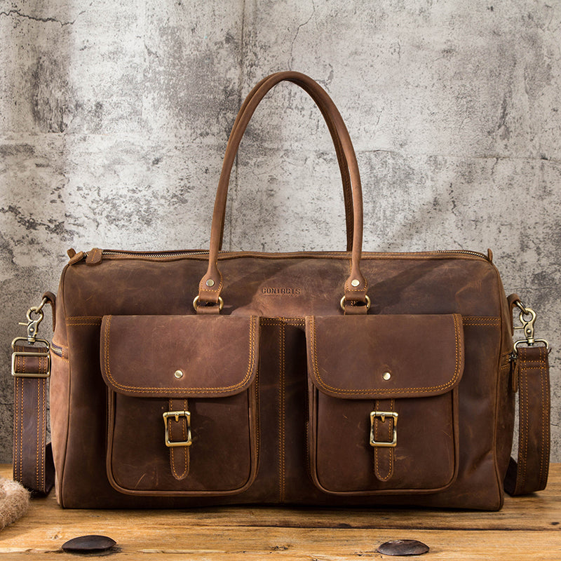 Retro Leather Travel Bag XL - Crazy Horse Cowhide Weekender