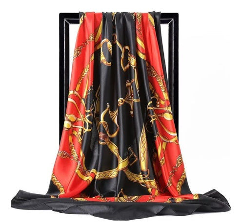 Women's Scarf Chain Design Silk Foulard Bag Accessory