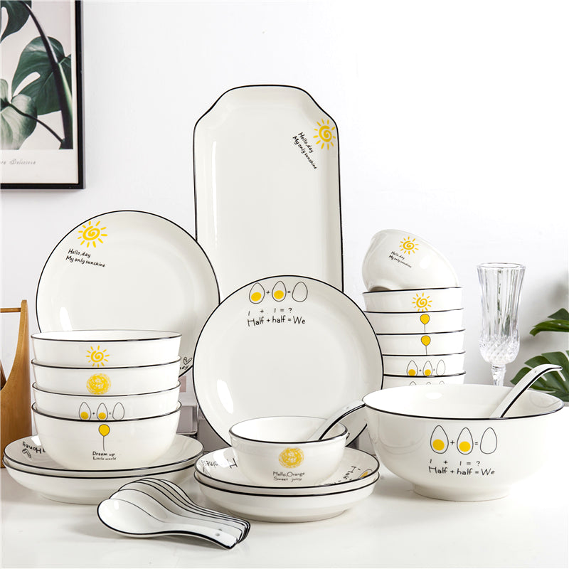 Keramik Geschirrset modern | Elegantes Tafelservice Haushalt
