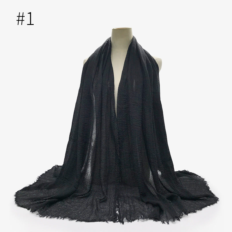 Damen Baumwoll Pashmina Schal | Weicher Fransen Hijab Stola