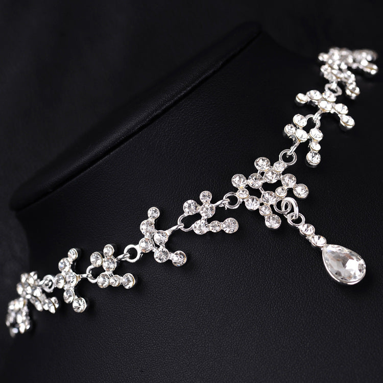 Elegant Teardrop Zirconia Bridal Jewelry Set in Korean Design – Necklace & Earrings