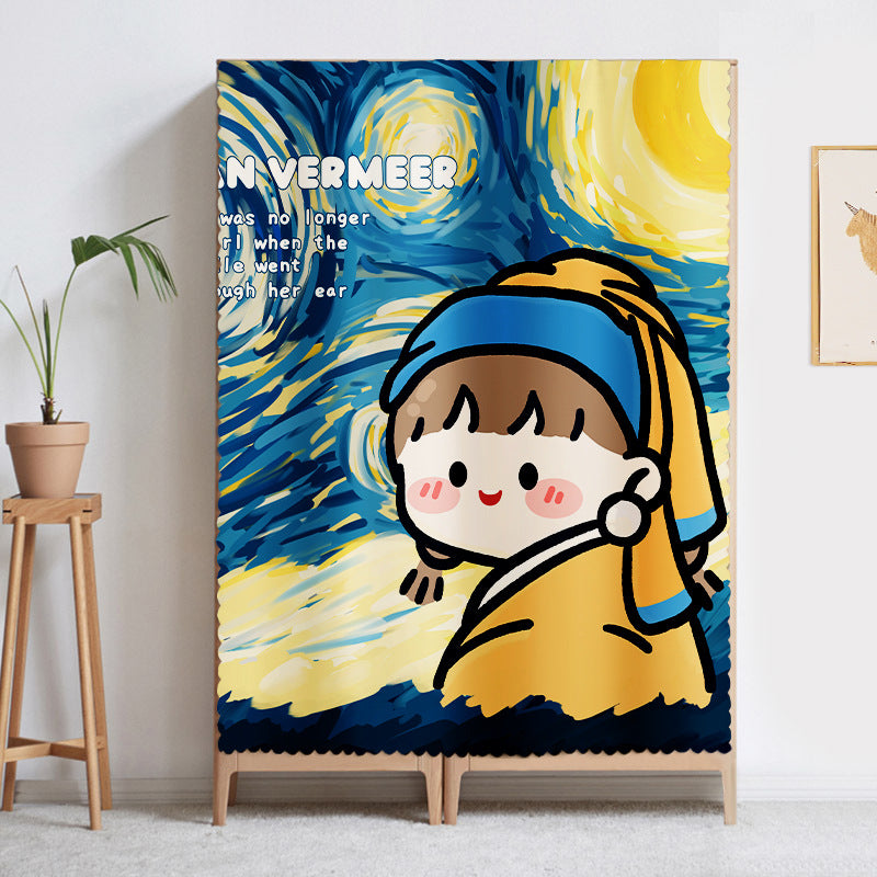 Children's Curtain Velcro Cartoon | Cabinet Curtain without Drilling