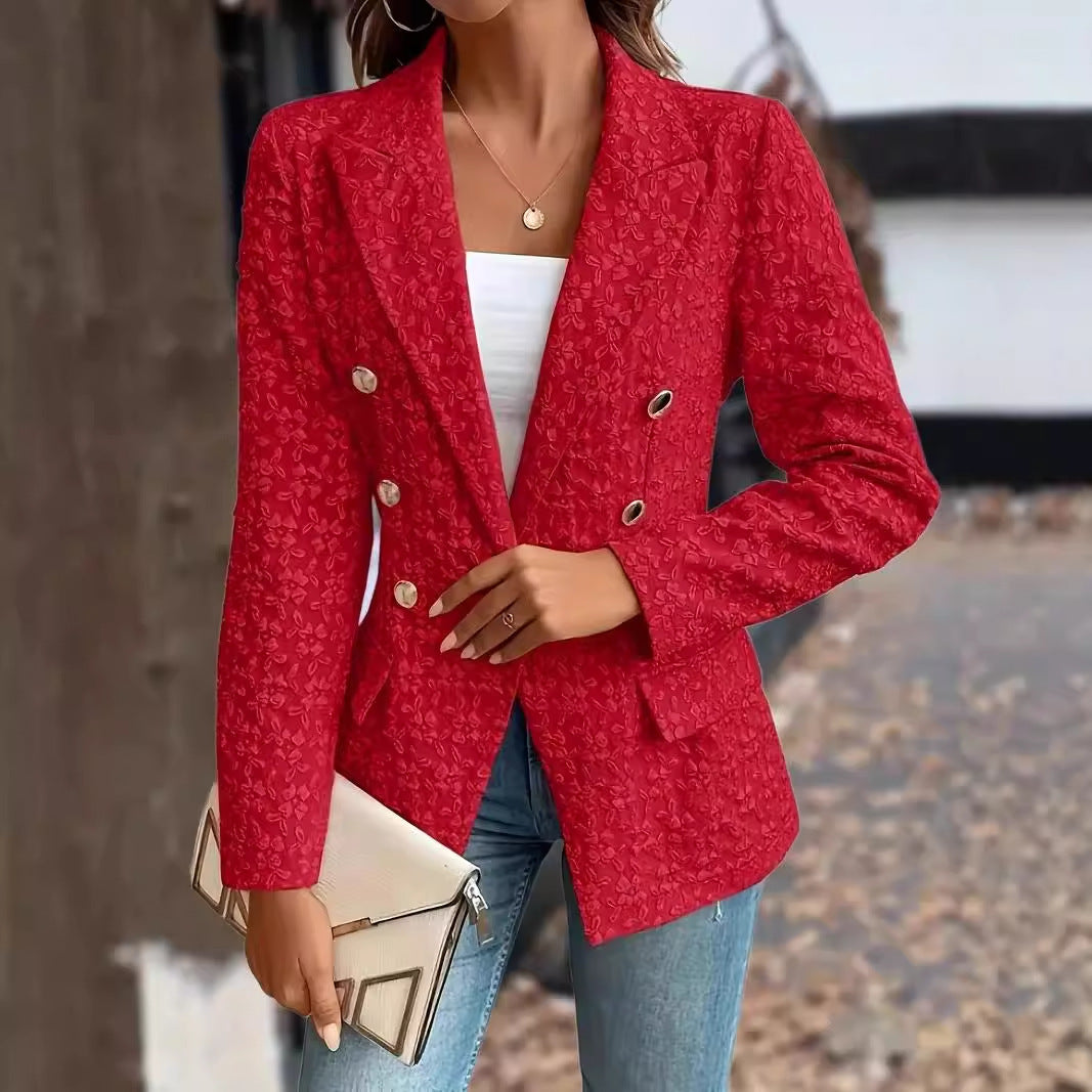 Damen Blazer Doppelreihig – Einfarbig, Elegant & Wintertauglich