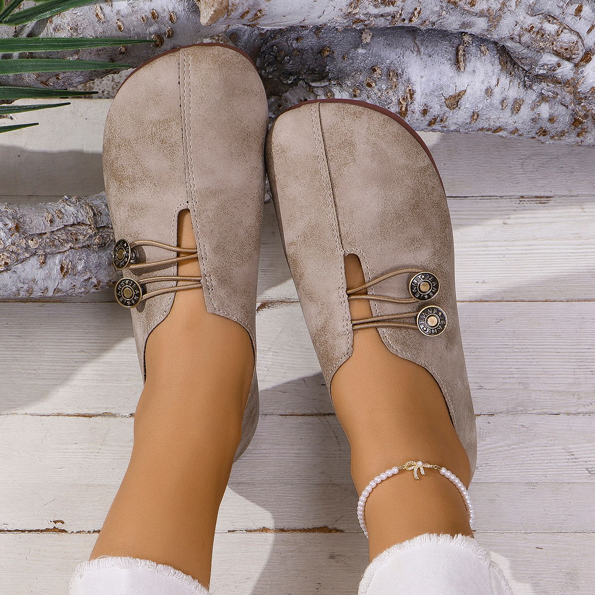 Damen Sandalen eckig bequem | Slip-On Sommer Flats elegant