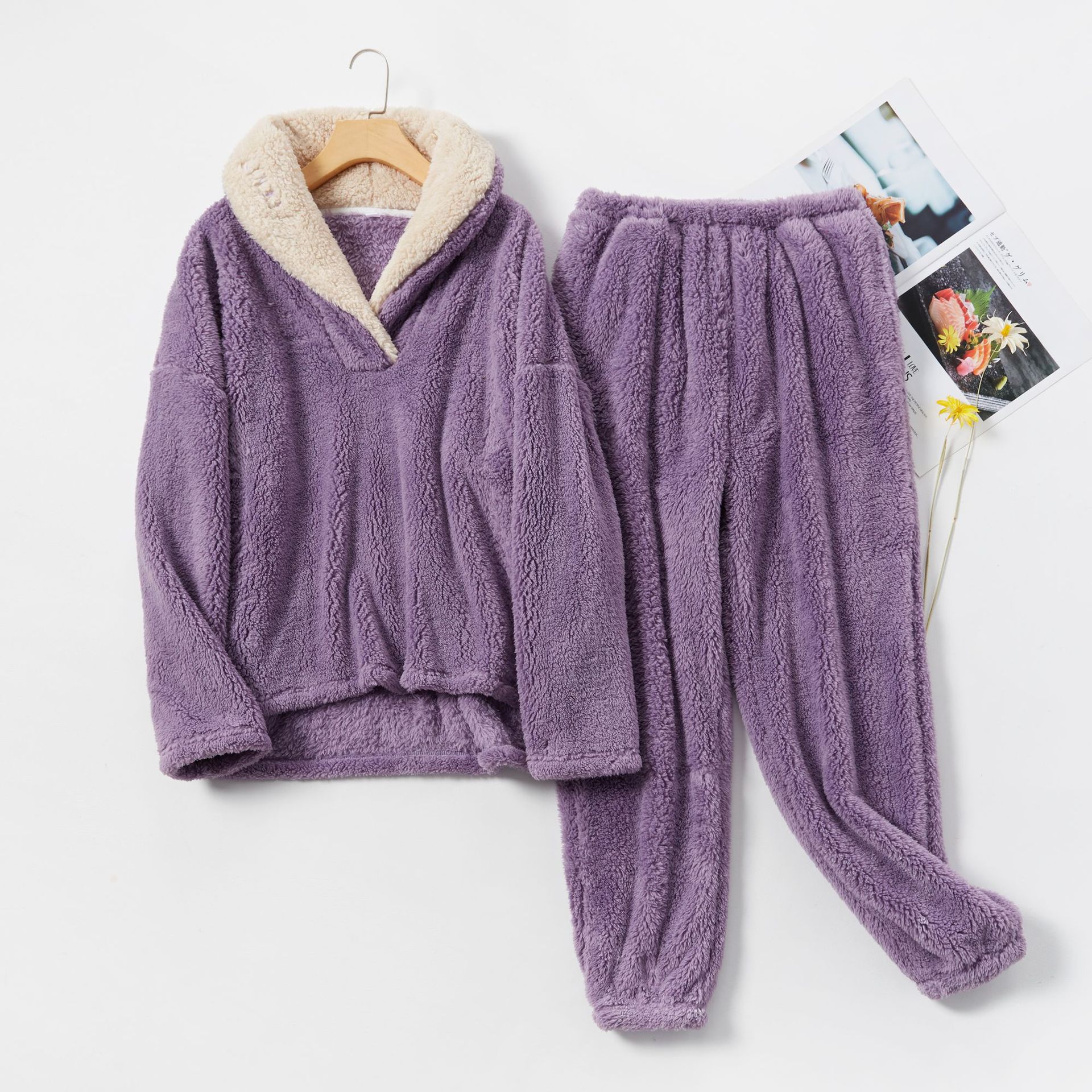 Women's Coral Fleece Pyjama Set – Warm, Fluffy & Perfect for Winter