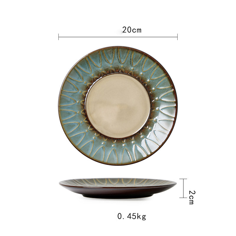 Keramik Teller Vintage | Japanischer Stil Flacher Design Teller