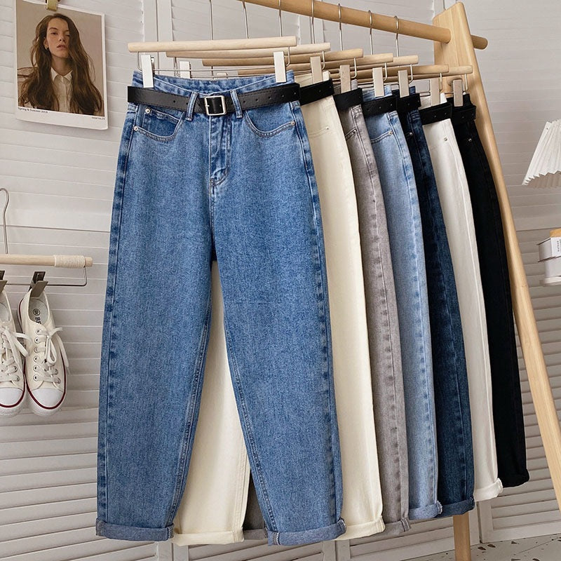 Women's Cropped Dad Jeans for Petite – Figure-Hugging Straight Leg Trousers
