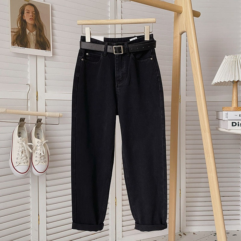 Women's Cropped Dad Jeans for Petite – Figure-Hugging Straight Leg Trousers