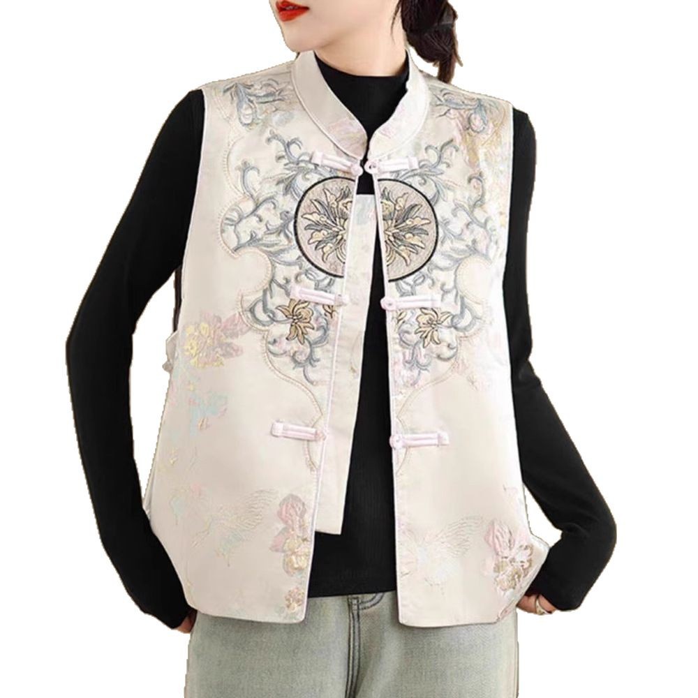 Damen Jacquard Weste | Chinesische Stickerei Vintage Stil