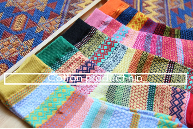 Women's Vintage Ethnic Socks | Striped Cotton Tube Socks