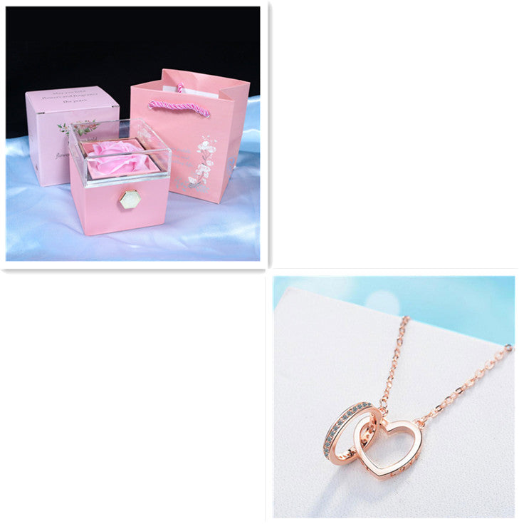 Elegant Double Ring Necklace with Zircon – Symbol of Eternal Love
