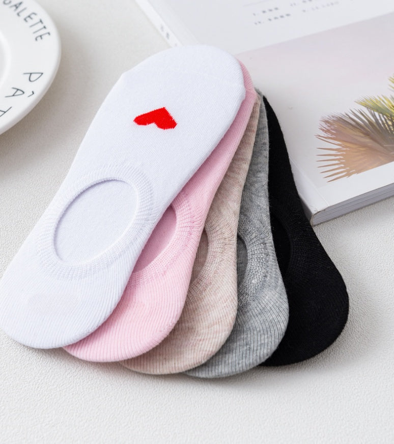 Women's Heart Print Sneaker Socks | Invisible Non-Slip Socks