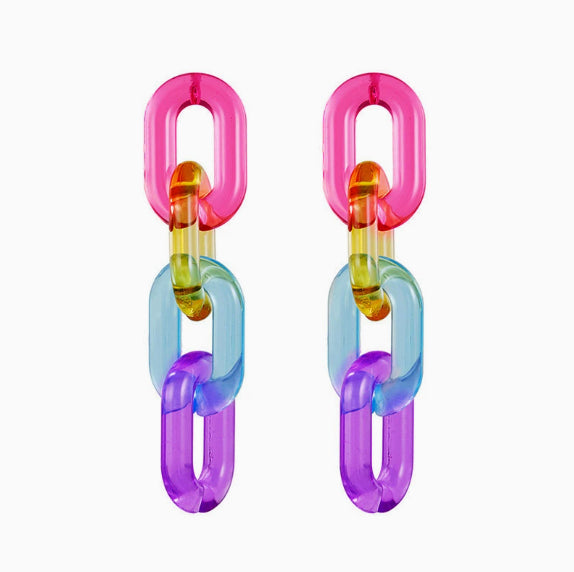 Bunte Jelly Ketten-Ohrringe – Transparente Statement Ohrhänger im Trenddesign