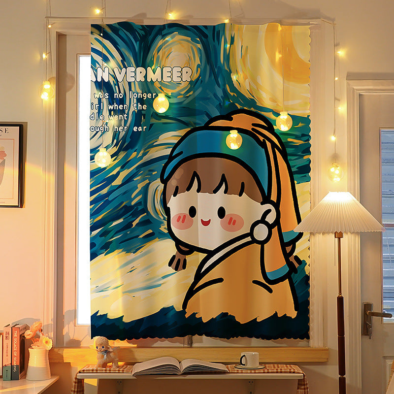 Children's Curtain Velcro Cartoon | Cabinet Curtain without Drilling