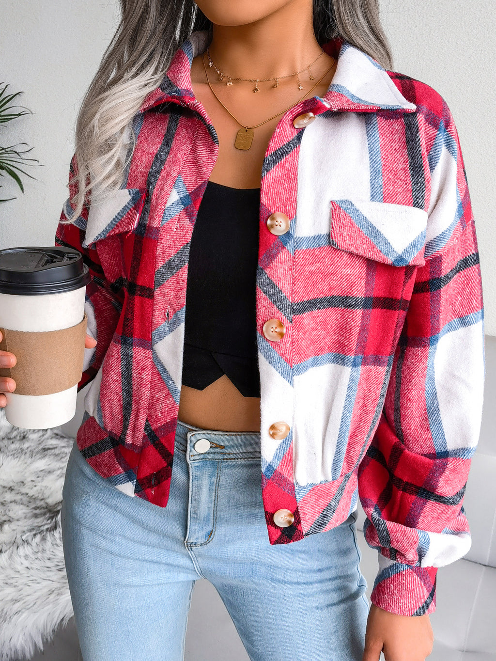 Checked Women's Wool Coat | Elegant Winter Jacket with Style