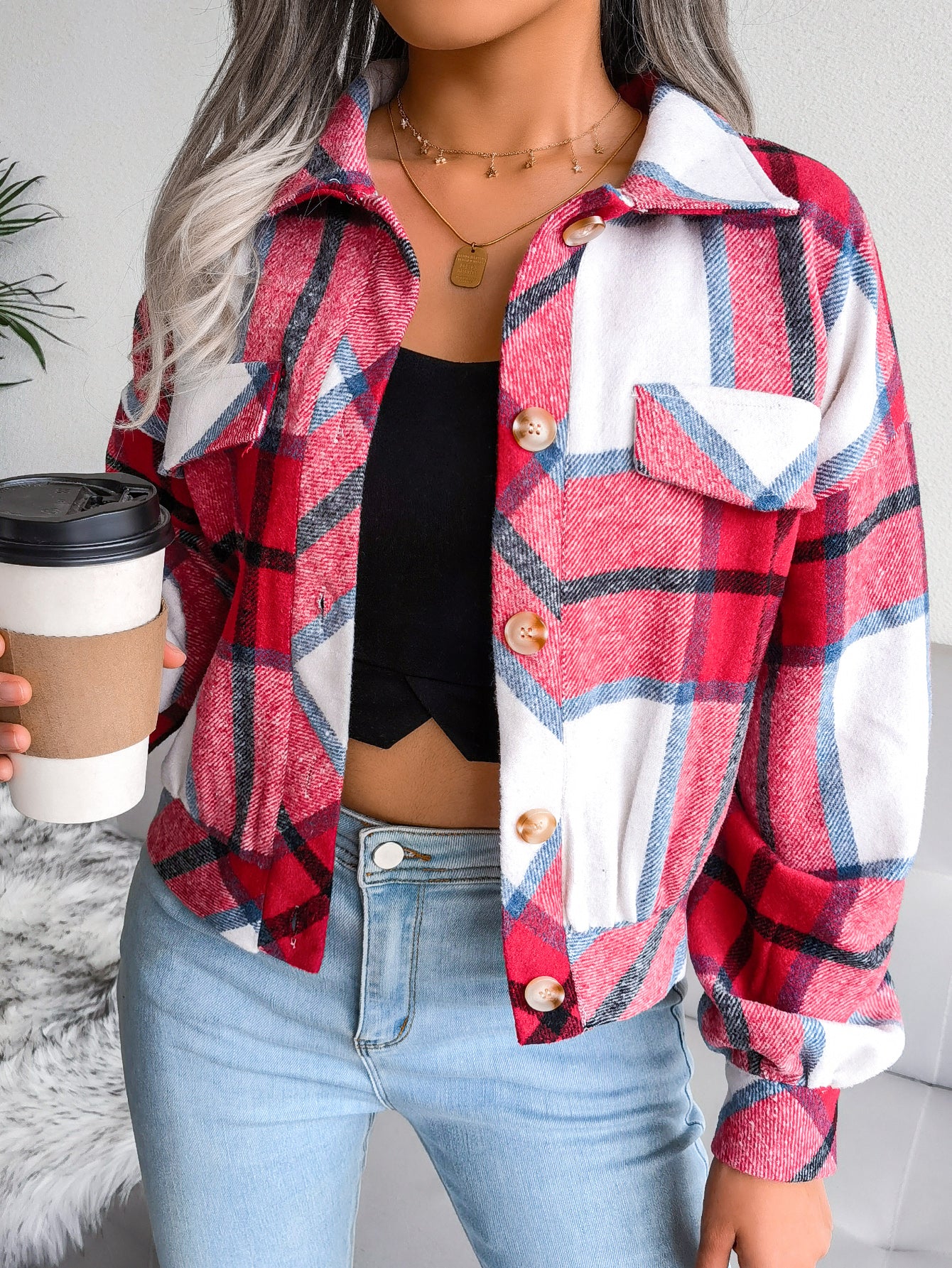 Checked Women's Wool Coat | Elegant Winter Jacket with Style