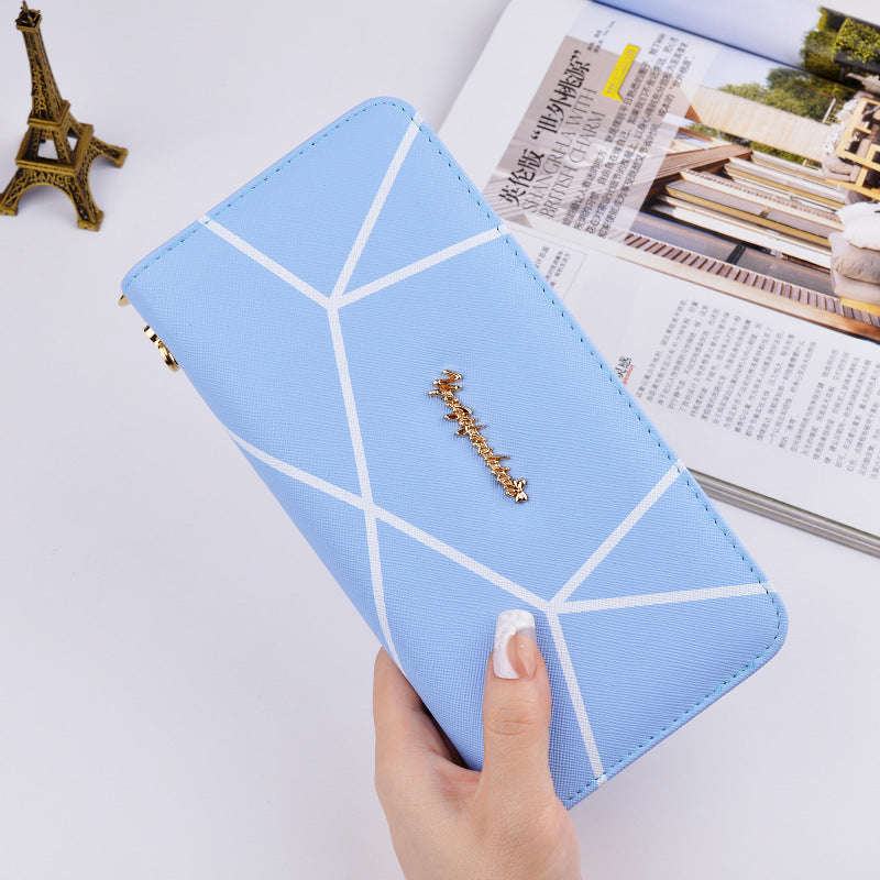 Women's Geometric Long Wallet | Large Fashion Zip Purse