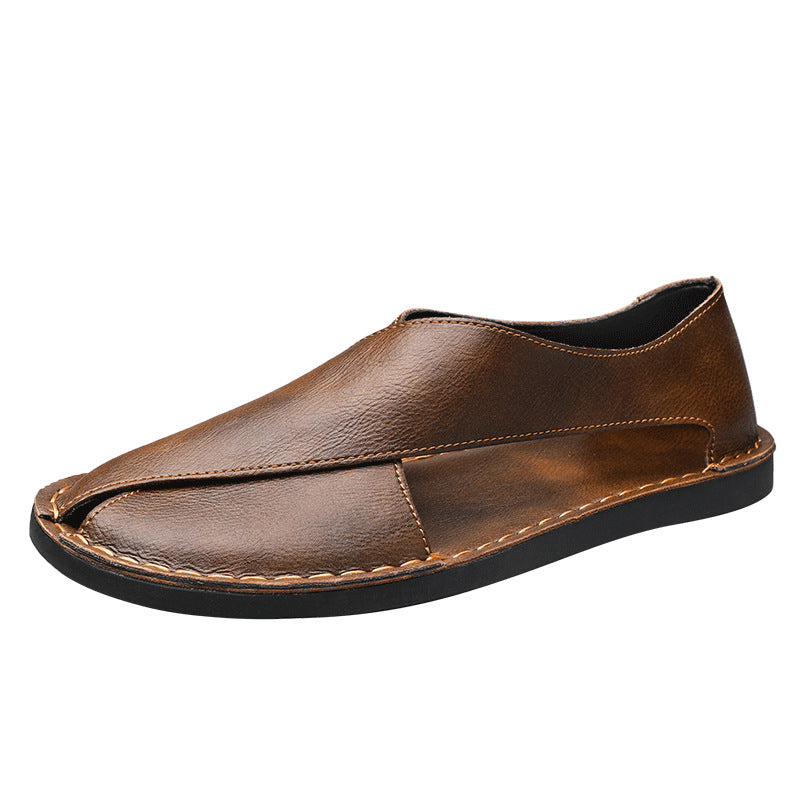 Men's Genuine Leather Slippers Breathable Beach Comfort Sandals