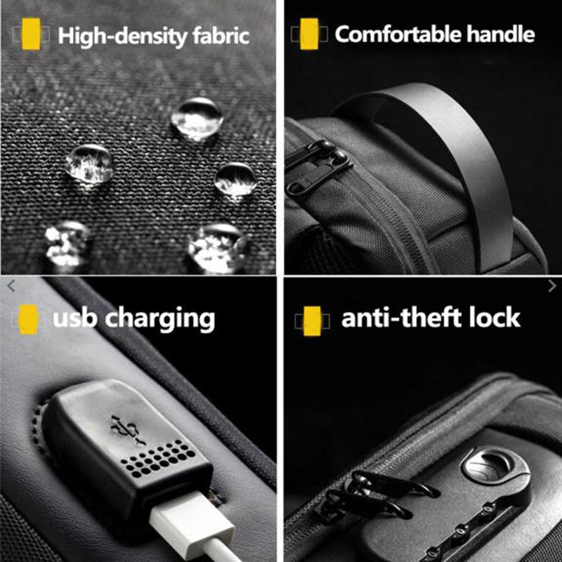 Anti-Theft Crossbody Bag Men USB | Waterproof Oxford