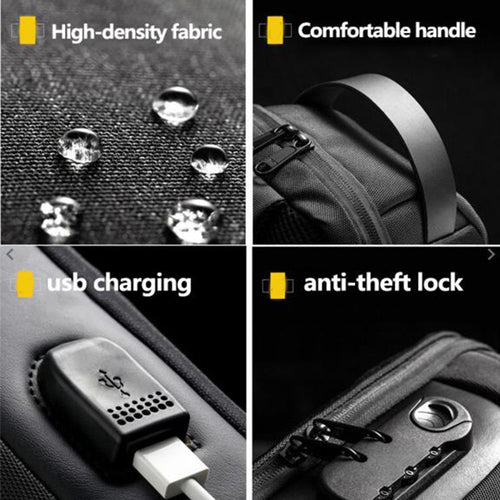 Anti-Theft Crossbody Bag Men USB | Waterproof Oxford