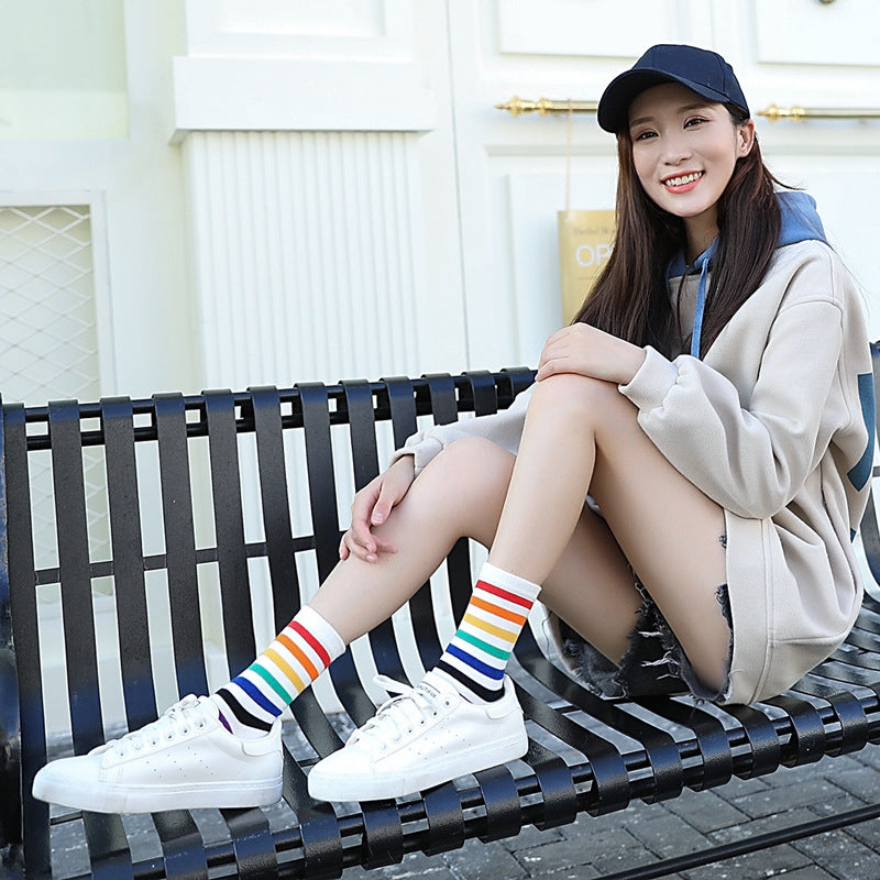 Women's Streetwear Tube Socks | Candy Color Skateboard Style
