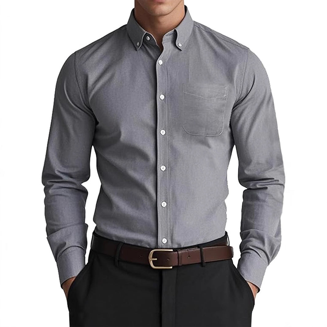 Herren Oxford Freizeithemd – Lockeres Casual Hemd in Unifarbe