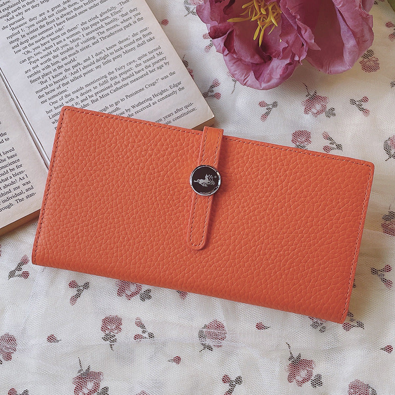 Genuine Leather Women's Wallets Luxury Long Hasp Litchi Pattern Coin Purses