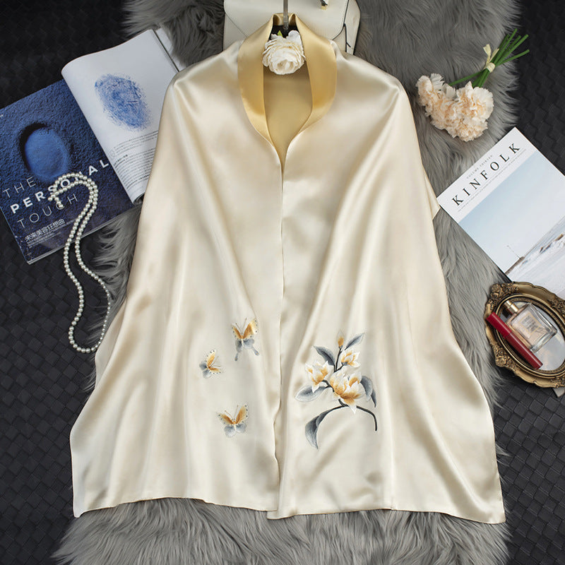 Women's Silk Scarf Embroidery Elegant Cheongsam Long Luxury Shawl