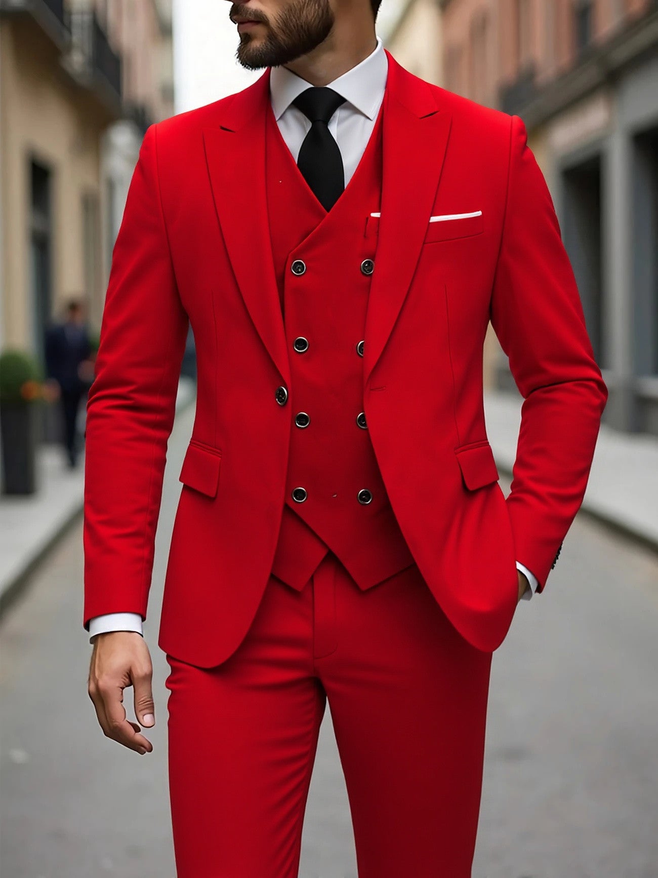 Men's Three-Piece Business Suit - Double-Breasted Premium Set