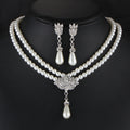 Bride Pearl Crystal Jewelry Set - Elegant Luxury Wedding Style Necklace