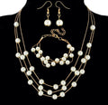 Elegantes Perlen Schmuckset für Braut & Brautjungfer – Halskette, Ohrringe & Armband