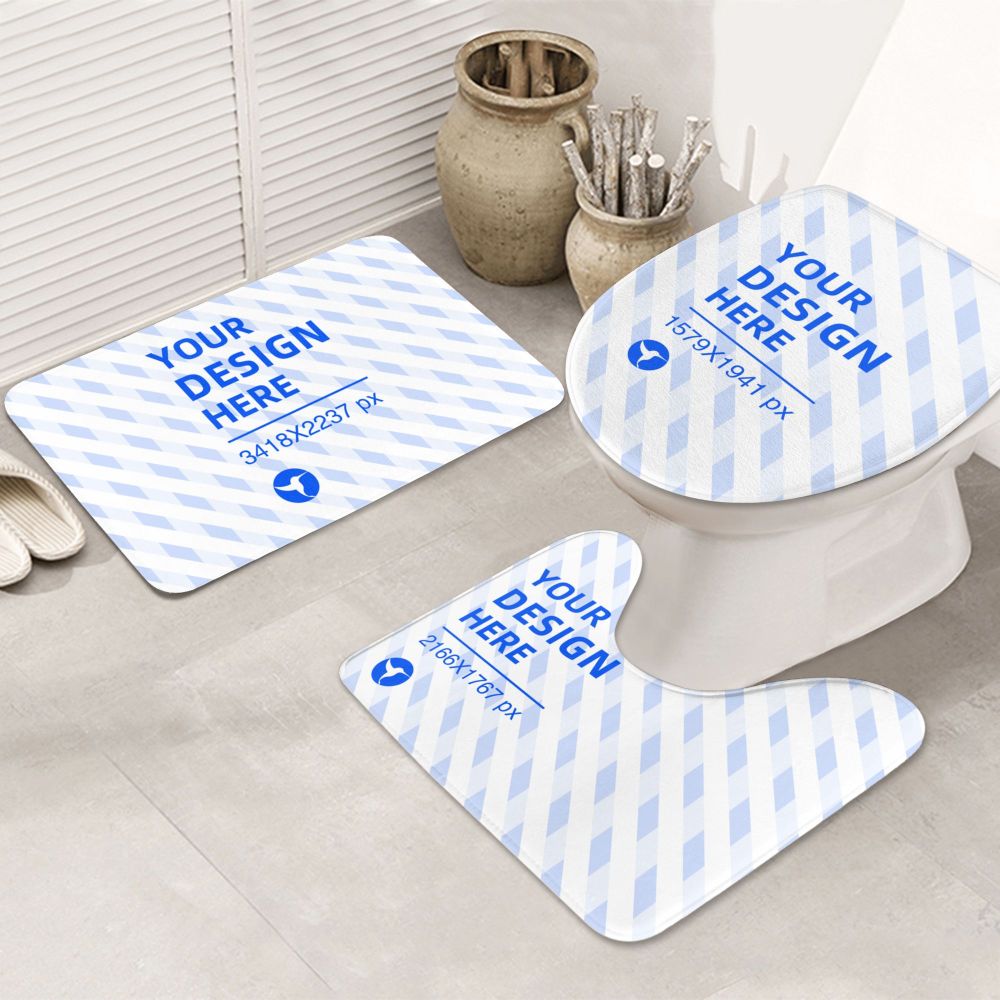 3er Badematten Set Flanell rutschfest saugstark | Waschbar