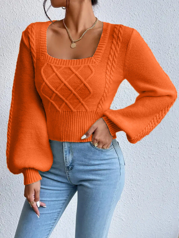 Damen Strickpullover | Eleganter Pullover mit Square Collar