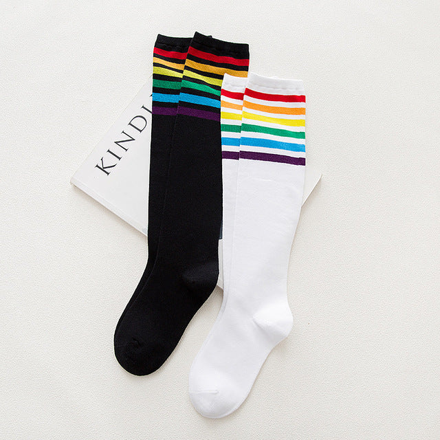 Women's Striped Knee-High Socks | Sporty Over-the-Knee Socks